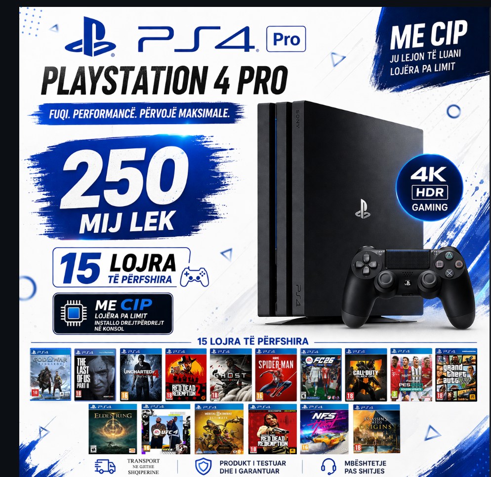 PS4 Pro me chip + 15 lojëra