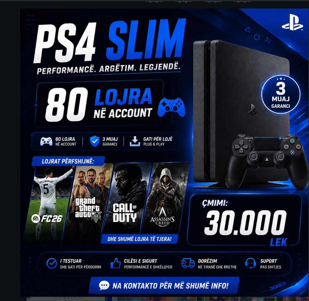 PS4 Slim + 80 lojëra