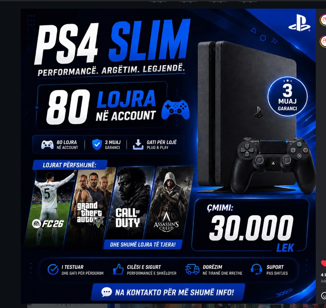 PS4 Slim 80 lojëra në account